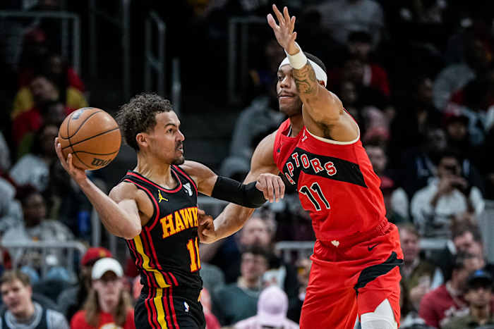 Hawks point guard Trae Young vs the Raptors